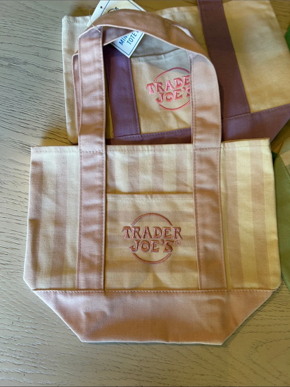 NEW! Bundle of Trader Joe's Canvas Mini Tote Bags. Pastel & Striped - Picture 3 of 6